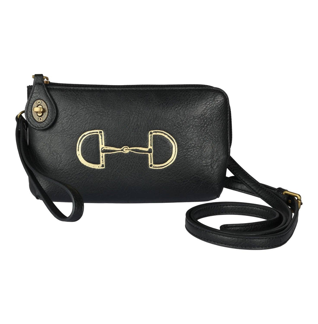 AWST Int'l Lila Vintage Snaffle Bit Clutch Crossbody Bag: Black