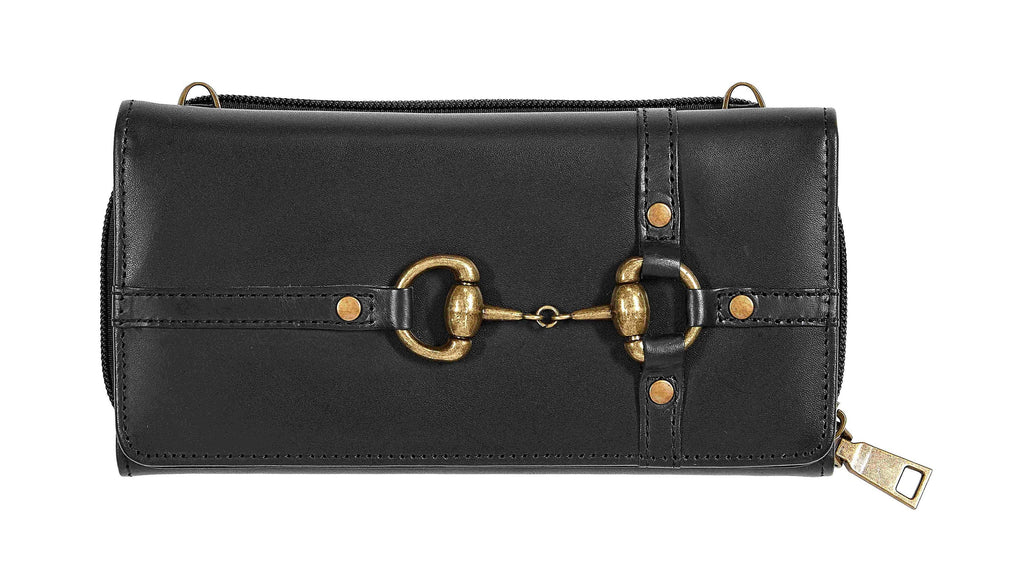 AWST Int'l Snaffle Bit Leather Cross Body Wallet: Brown / STD