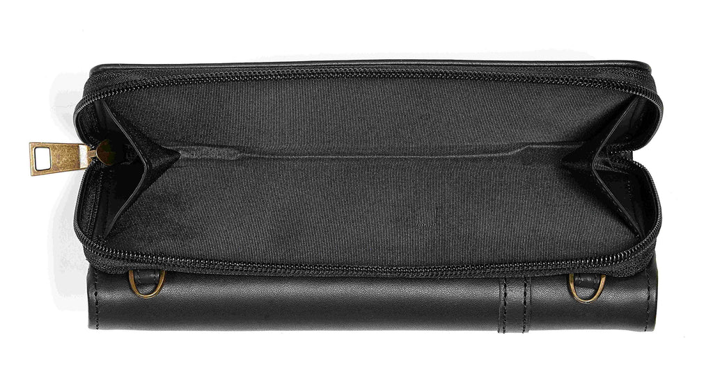 AWST Int'l Snaffle Bit Leather Cross Body Wallet: Brown / STD