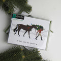Eat + Be Merry English Equestrian Christmas Card: Box Set of 8