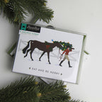 Eat + Be Merry English Equestrian Christmas Card: Box Set of 8