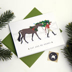 Eat + Be Merry English Equestrian Christmas Card: Box Set of 8